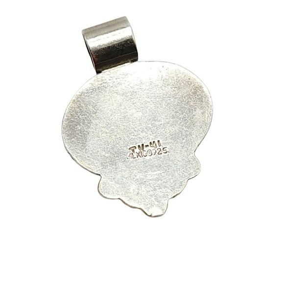 .925 Sterling Silver Taxco TV-41 Mexico Blue Turquoise Pendant Vintage - Picture 4 of 4